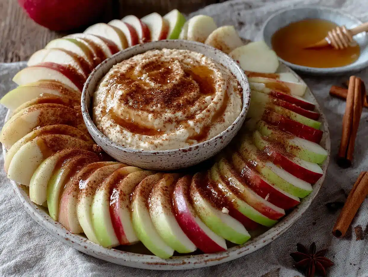 creamy apple slices with honey cinnamon yogurt dip preparation steps
