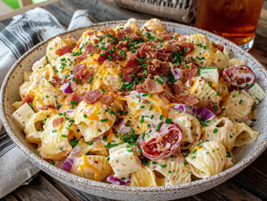 creamy bacon ranch pasta salad - featured image