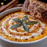 creamy butternut squash soup with crispy sage - featured image