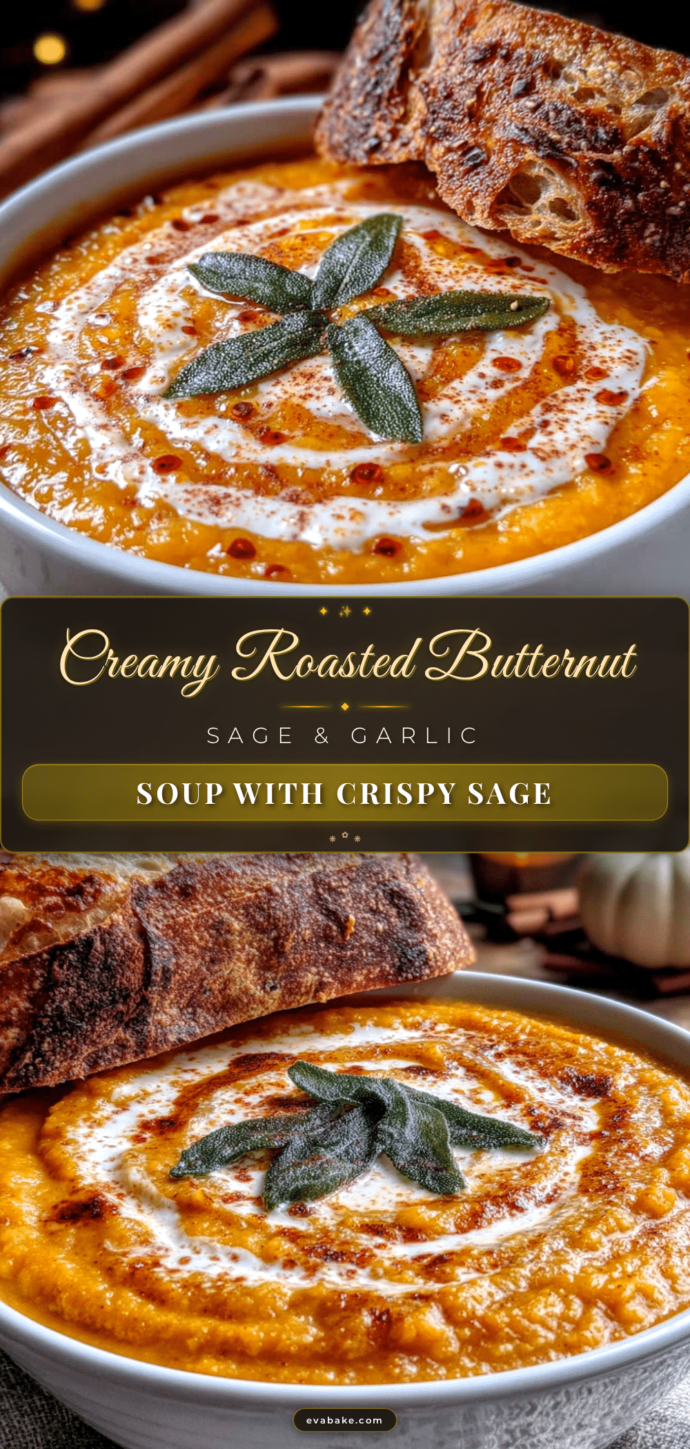 creamy butternut squash soup with crispy sage recipe