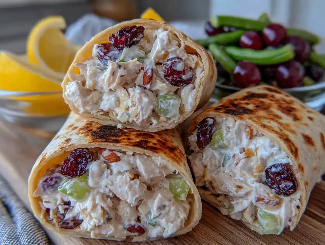 creamy no-mayo chicken salad lunchbox wraps preparation steps