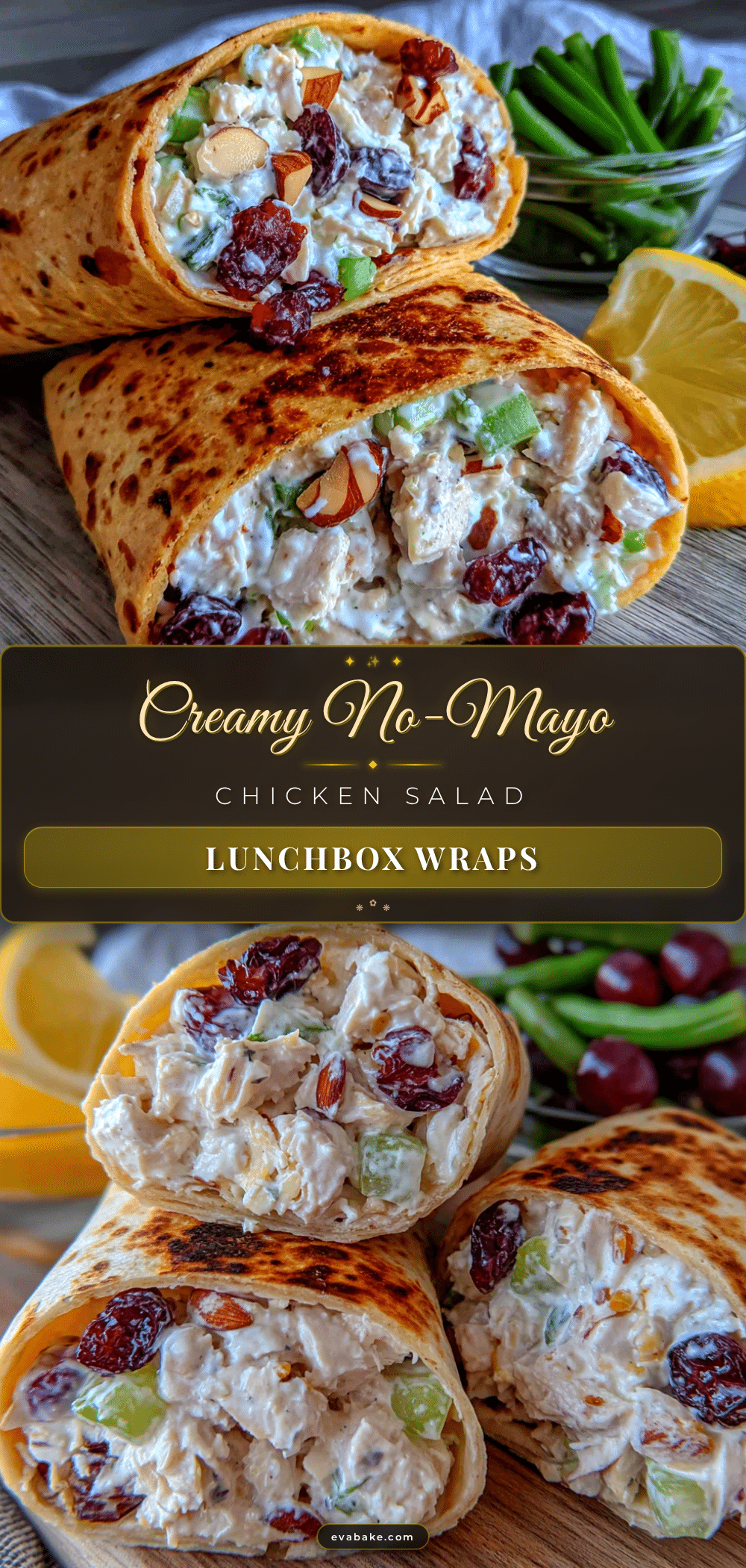 creamy no-mayo chicken salad lunchbox wraps recipe