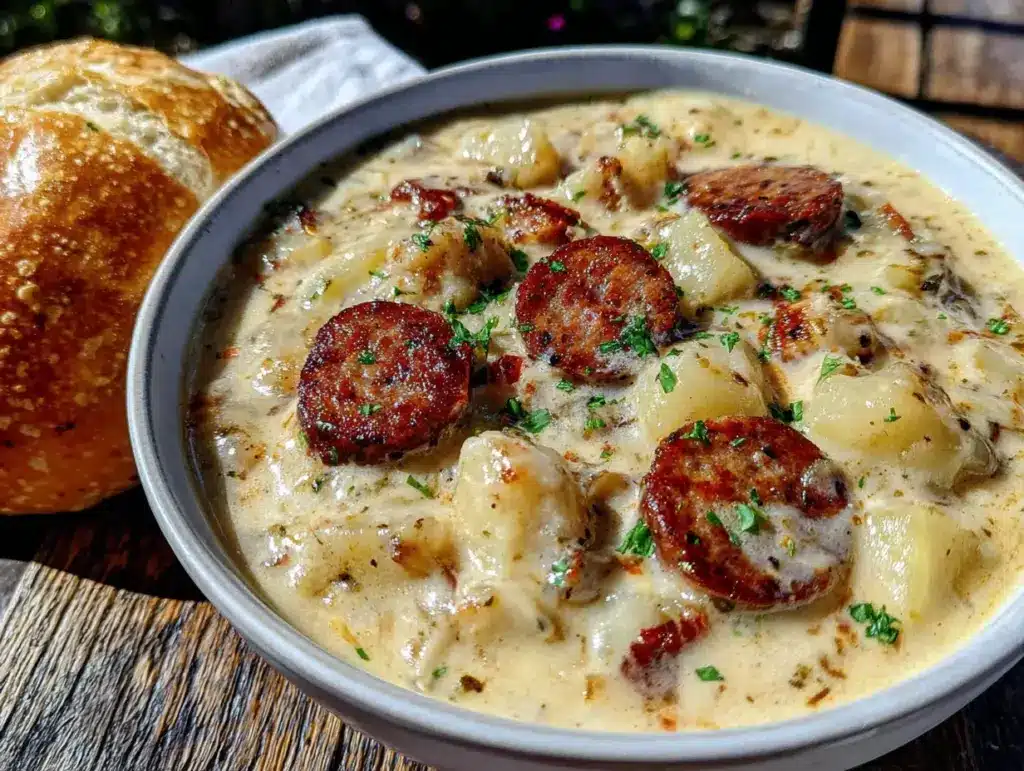 creamy sausage and potato soup - featured image