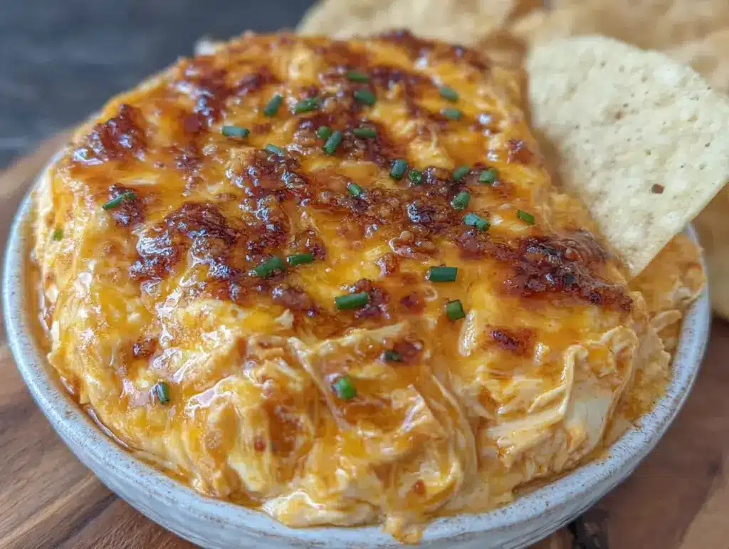 creamy slow cooker buffalo chicken dip - featured image