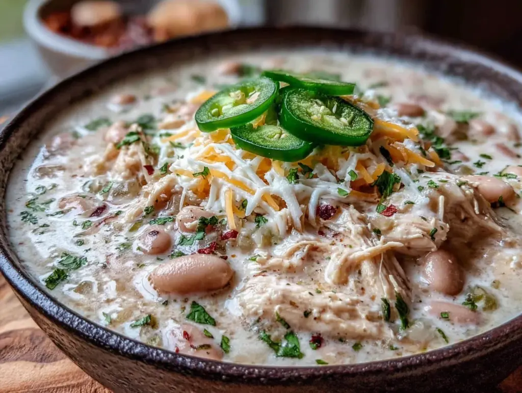 creamy white chicken chili - featured image