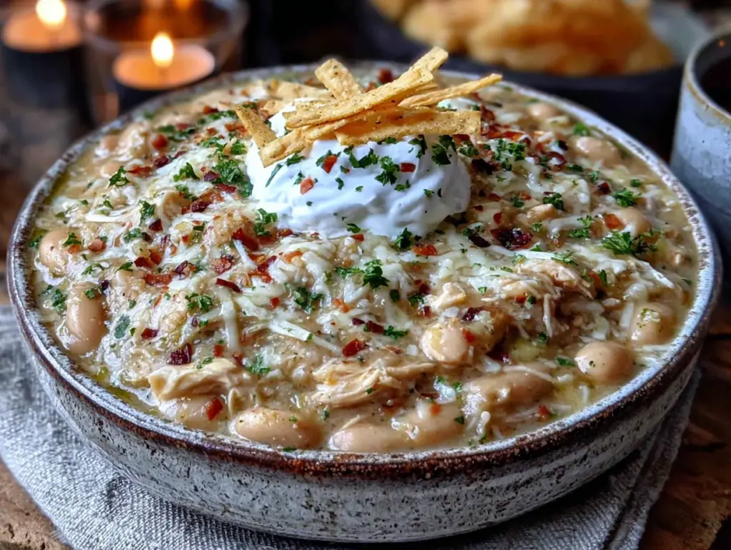 creamy white chicken chili - featured image