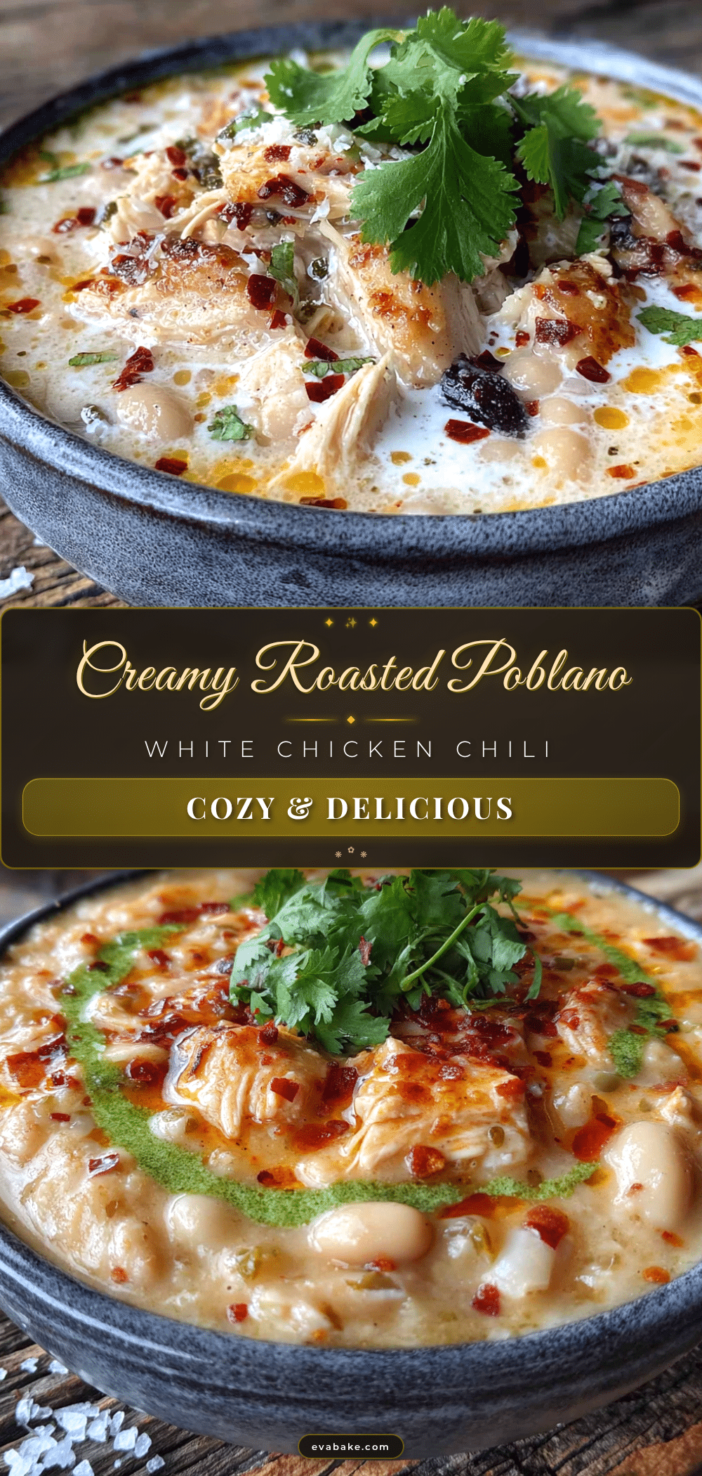 creamy white chicken chili with roasted poblanos recipe