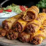 crispy air fryer ground beef taquitos - featured image
