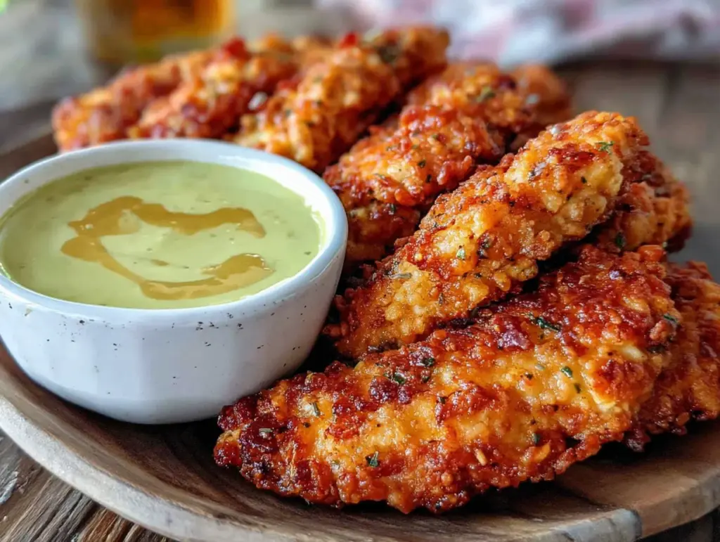 crispy baked chicken tenders with honey mustard - featured image