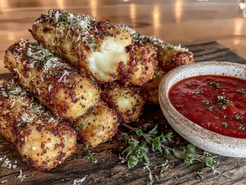 crispy baked mozzarella sticks - featured image