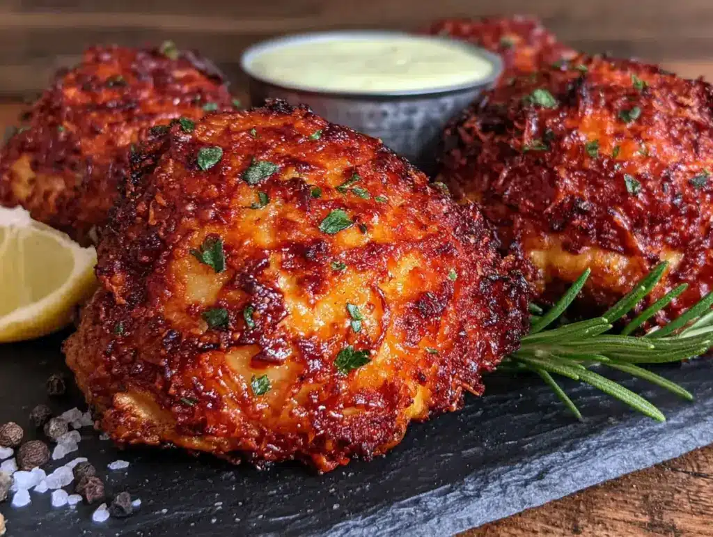 crispy baked parmesan chicken thighs - featured image