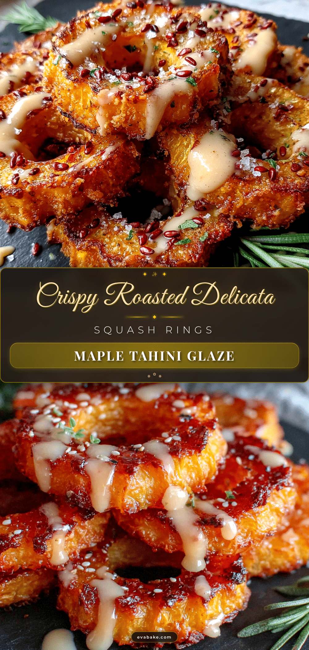 crispy roasted delicata squash rings with maple tahini recipe