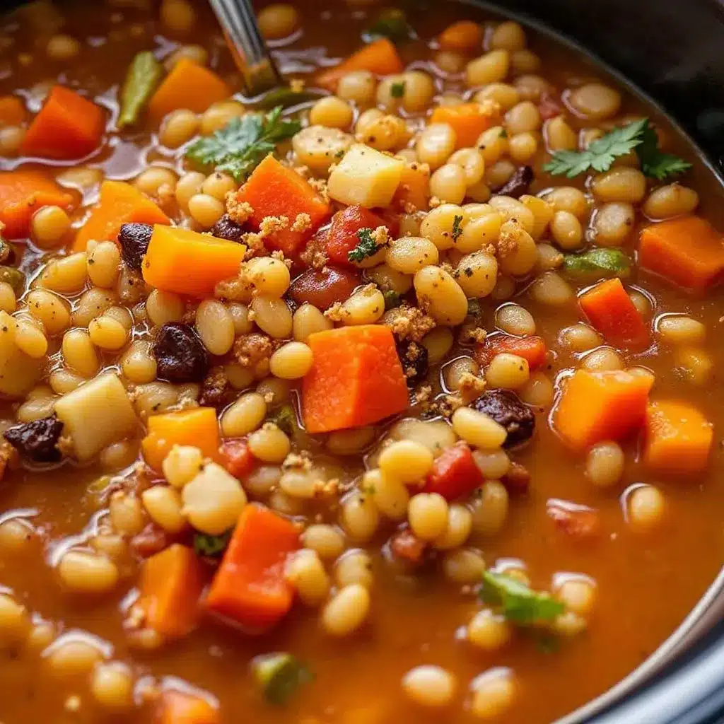 crockpot fall vegetable and barley soup preparation steps