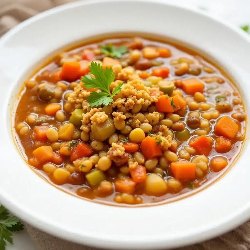 crockpot fall vegetable and barley soup - featured image