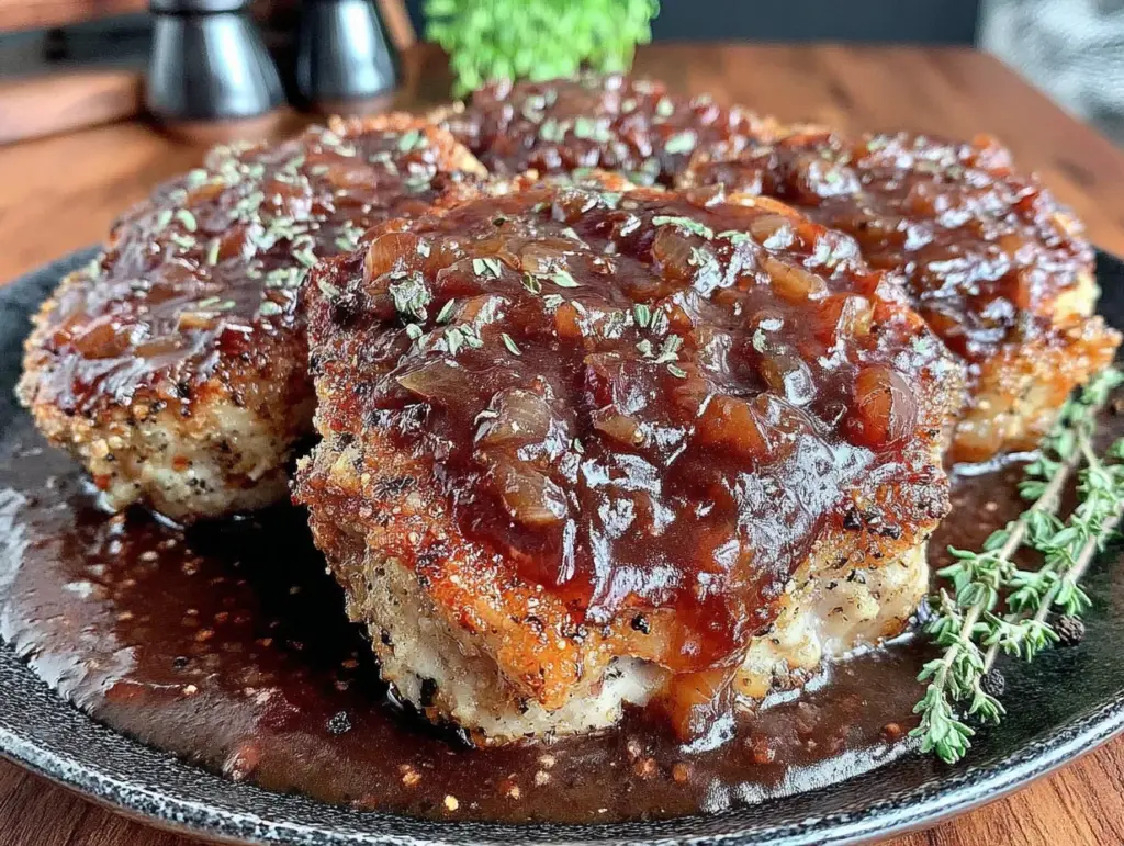 crockpot pork chops with onion gravy - featured image