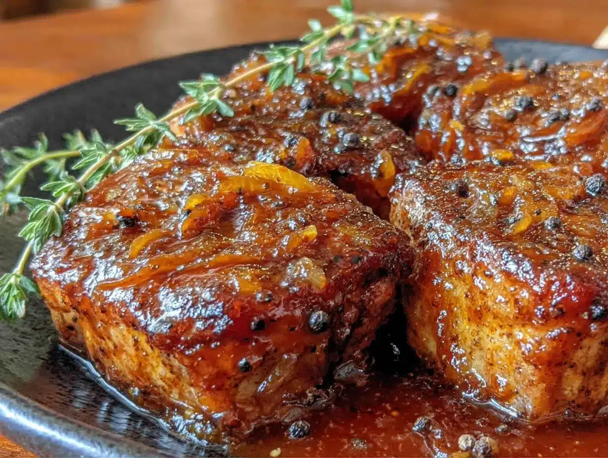 crockpot pork chops with onion gravy preparation steps