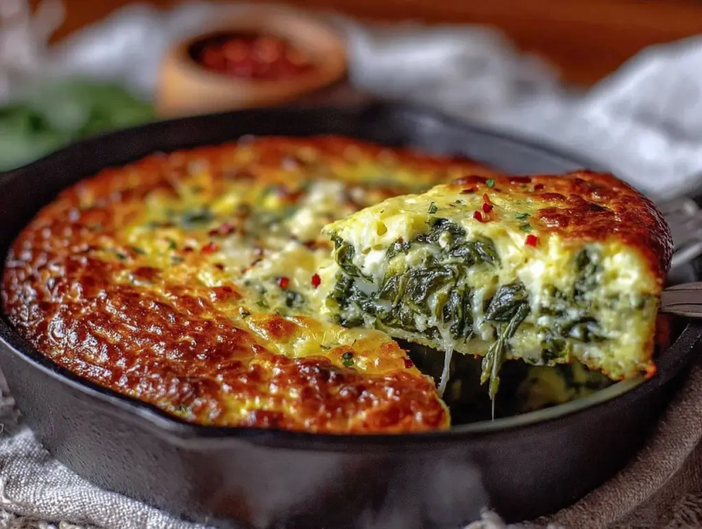 crustless spinach and cheese breakfast casserole - featured image