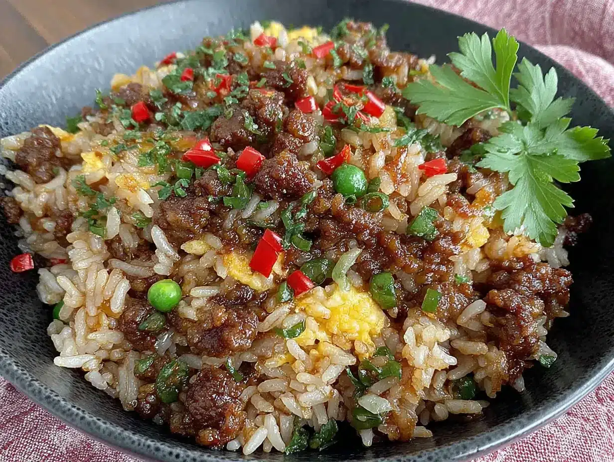 easy 15-minute ground beef and rice skillet preparation steps