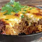 easy cheesy ground beef and rice skillet - featured image