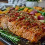 easy honey garlic salmon sheet pan dinner - featured image