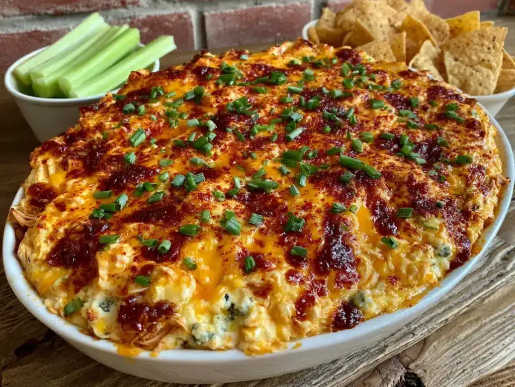 easy loaded buffalo chicken dip - featured image