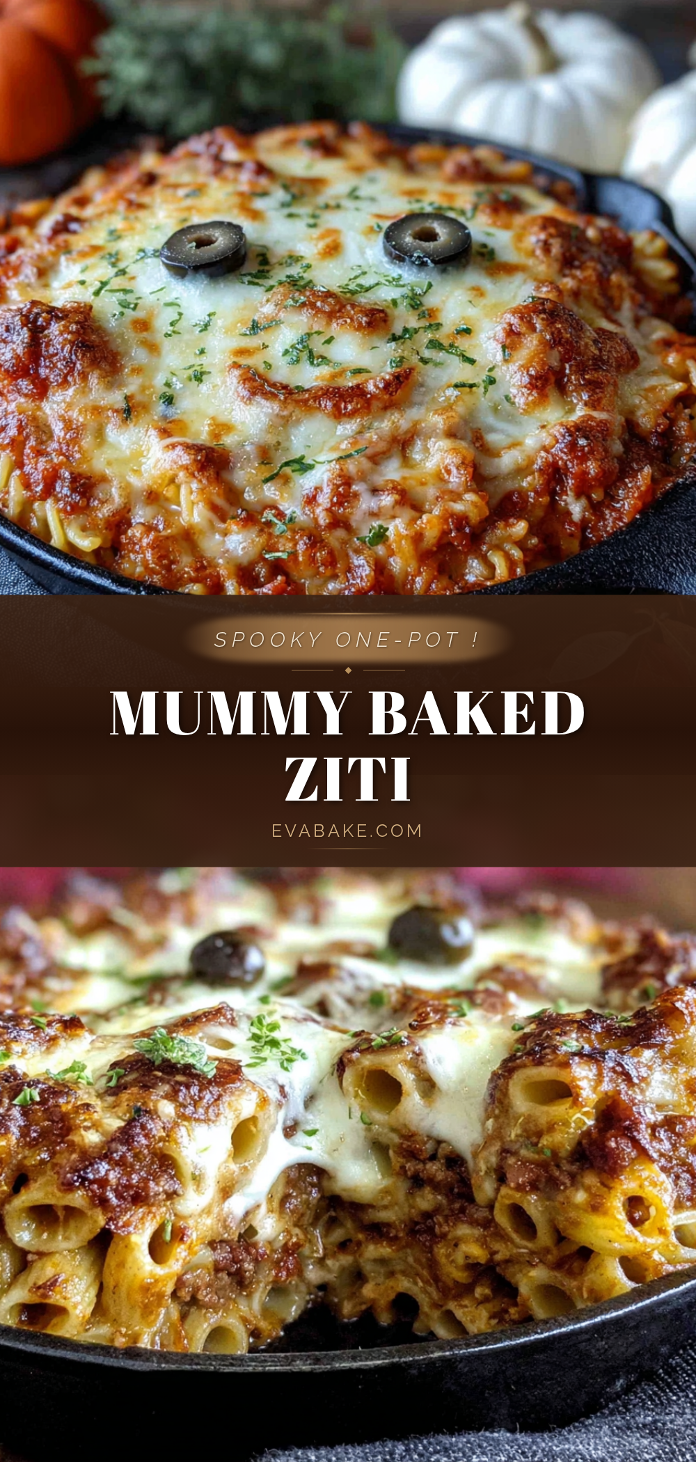 easy one-pot mummy baked ziti recipe