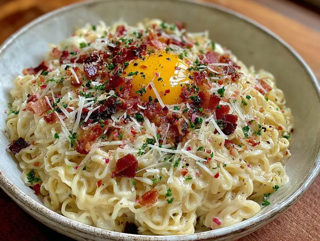 Easy One-Pot Ramen Carbonara for College Students - featured image