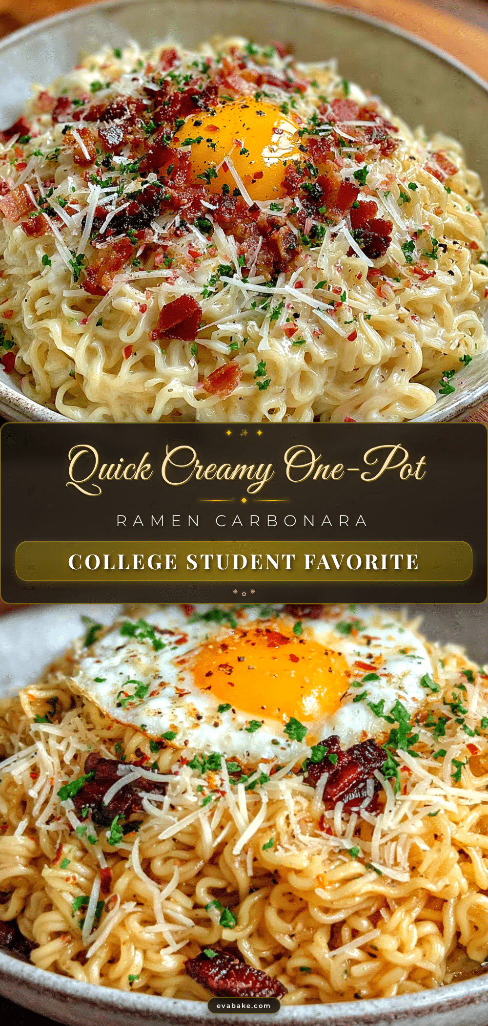 Easy One-Pot Ramen Carbonara for College Students recipe