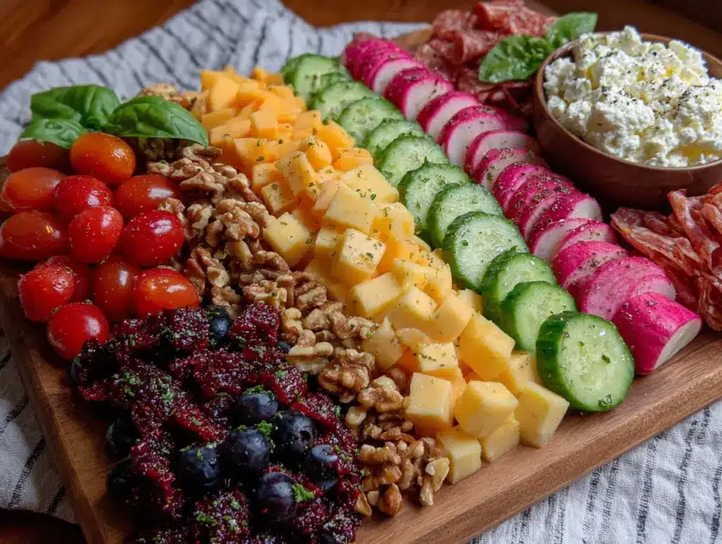 easy rainbow charcuterie board for beginners - featured image