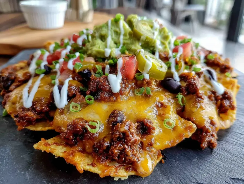 easy sheet pan nachos with ground beef for game day - featured image
