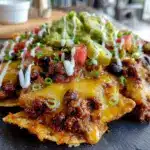 easy sheet pan nachos with ground beef for game day - featured image