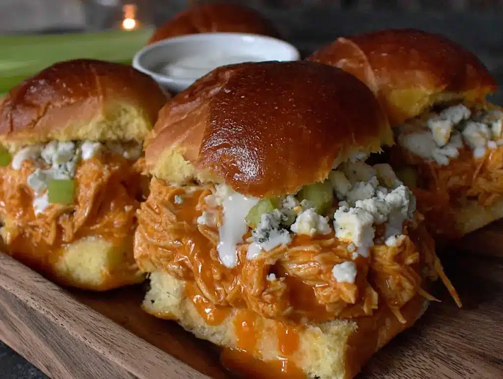 easy slow cooker buffalo chicken sliders - featured image