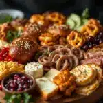 football charcuterie board with pretzel bites - featured image