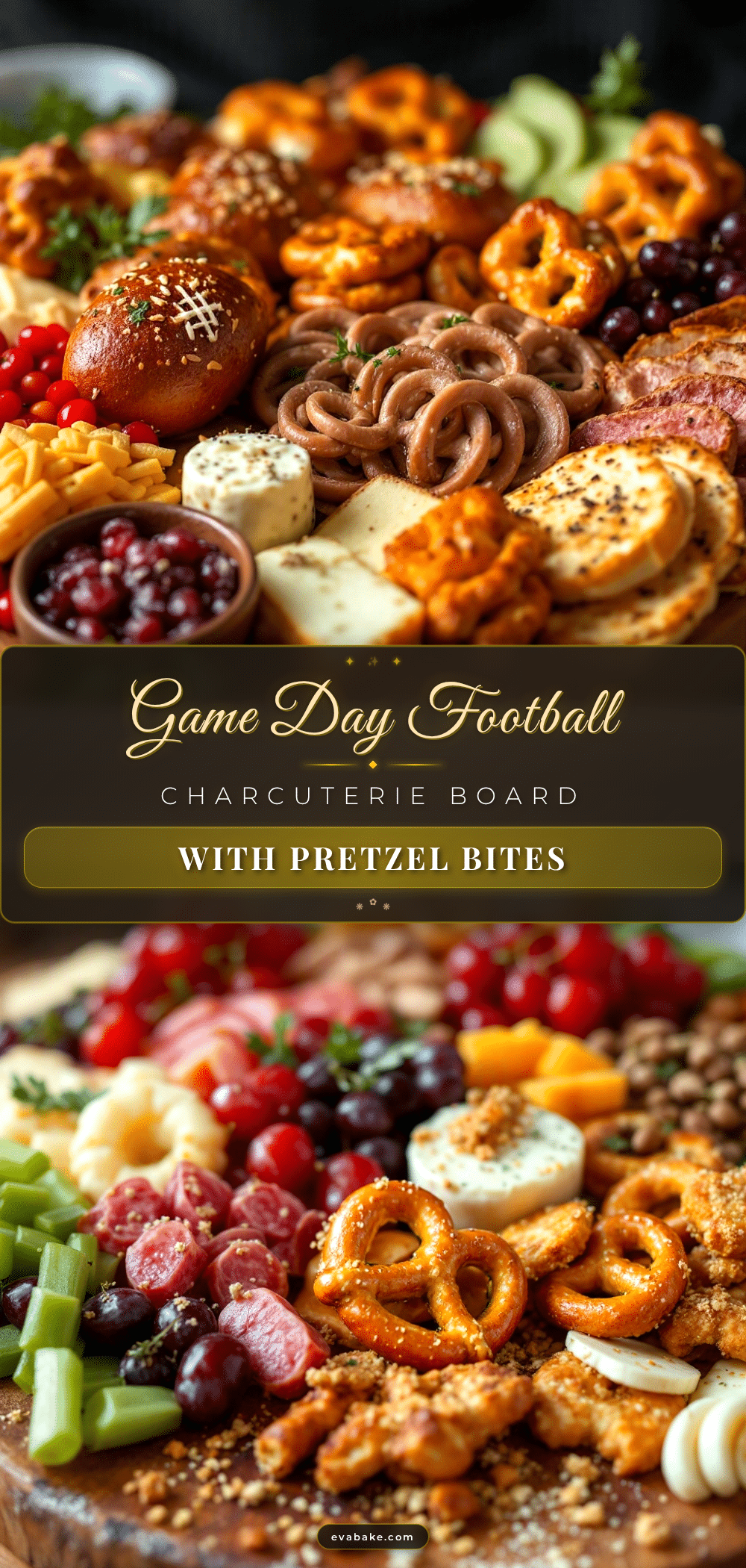 football charcuterie board with pretzel bites recipe