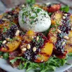 grilled peach and burrata salad - featured image