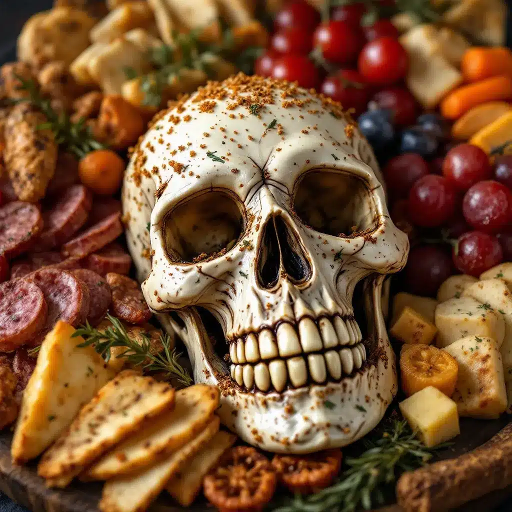 Halloween skull charcuterie board preparation steps