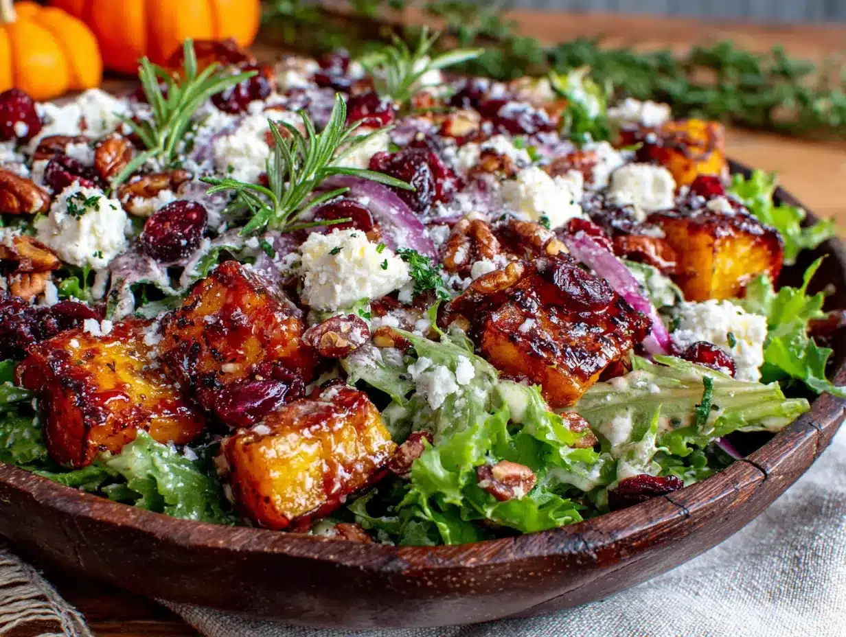 harvest fall salad with maple vinaigrette preparation steps
