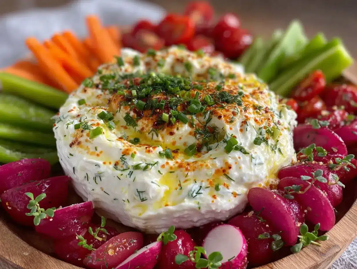 Healthy Greek Yogurt Ranch Veggie Football Platter preparation steps