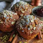 high protein pumpkin oat muffins - featured image
