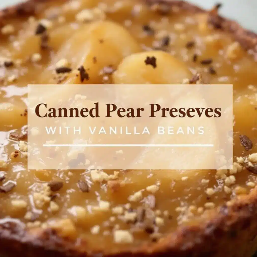 homemade canned pear preserves with vanilla bean preparation steps