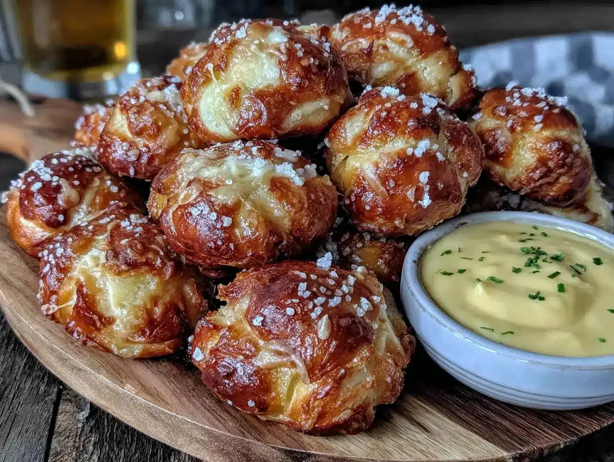 homemade soft pretzel bites with beer cheese dip preparation steps