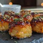 honey garlic glazed salmon bites - featured image
