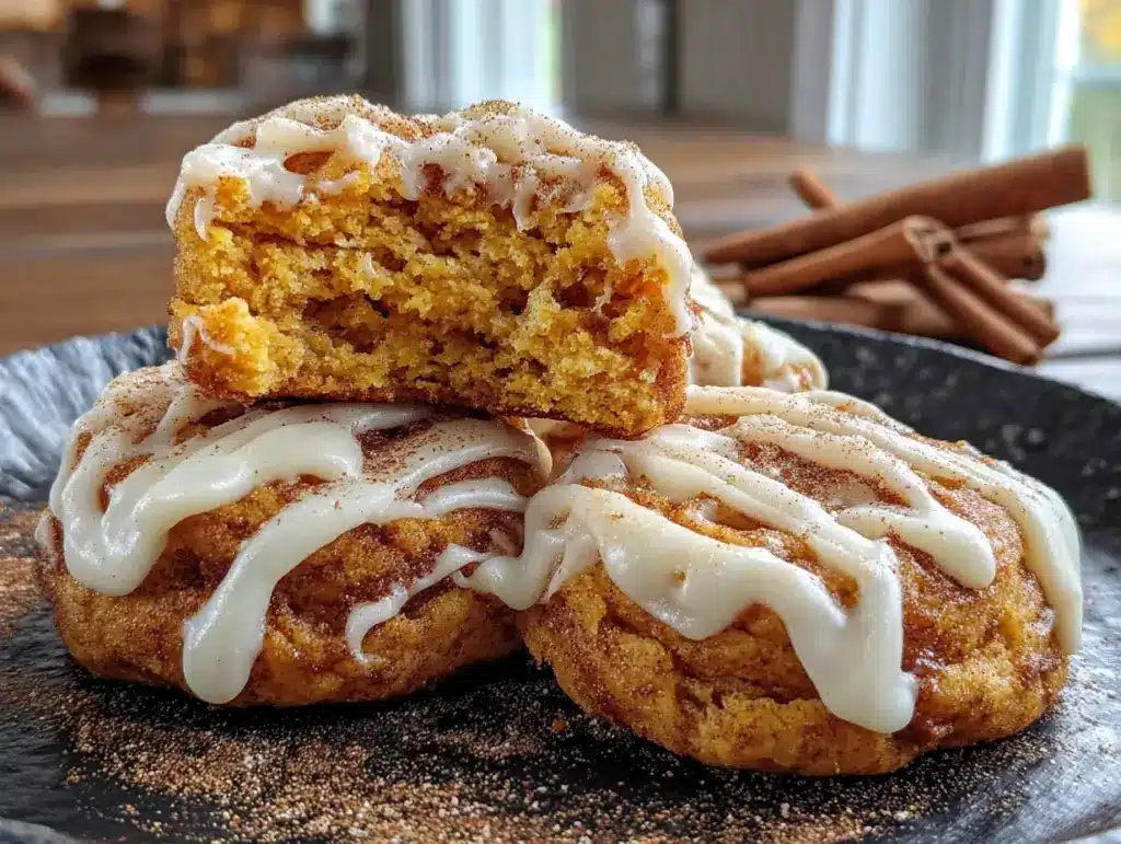 iced pumpkin snickerdoodle cookies - featured image