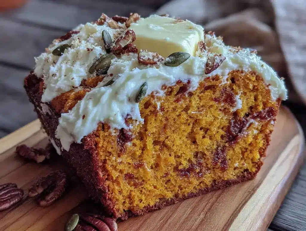one-bowl pumpkin bread with cream cheese swirl - featured image