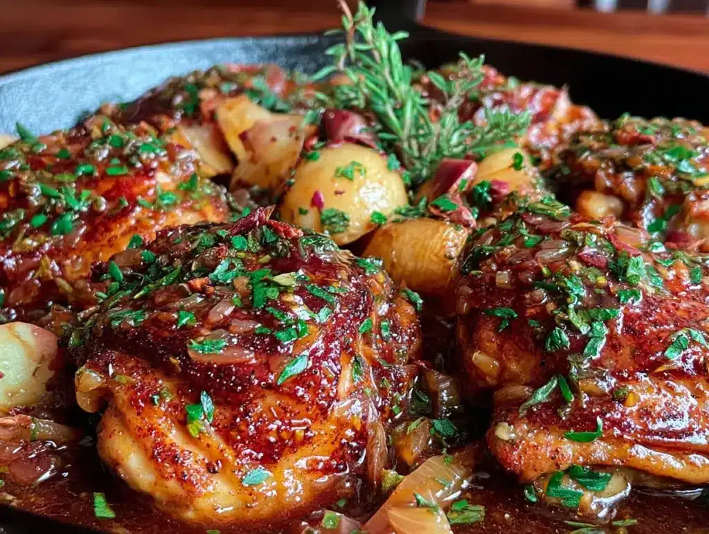 one-skillet chicken with apples - featured image
