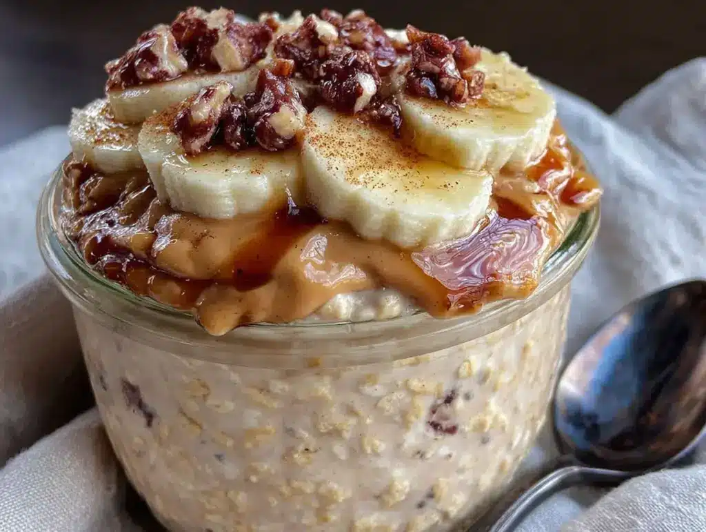 peanut butter banana overnight oats - featured image