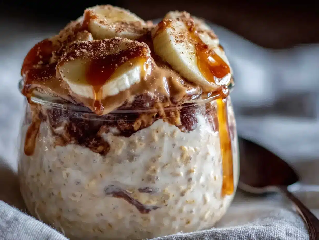 peanut butter banana overnight oats preparation steps
