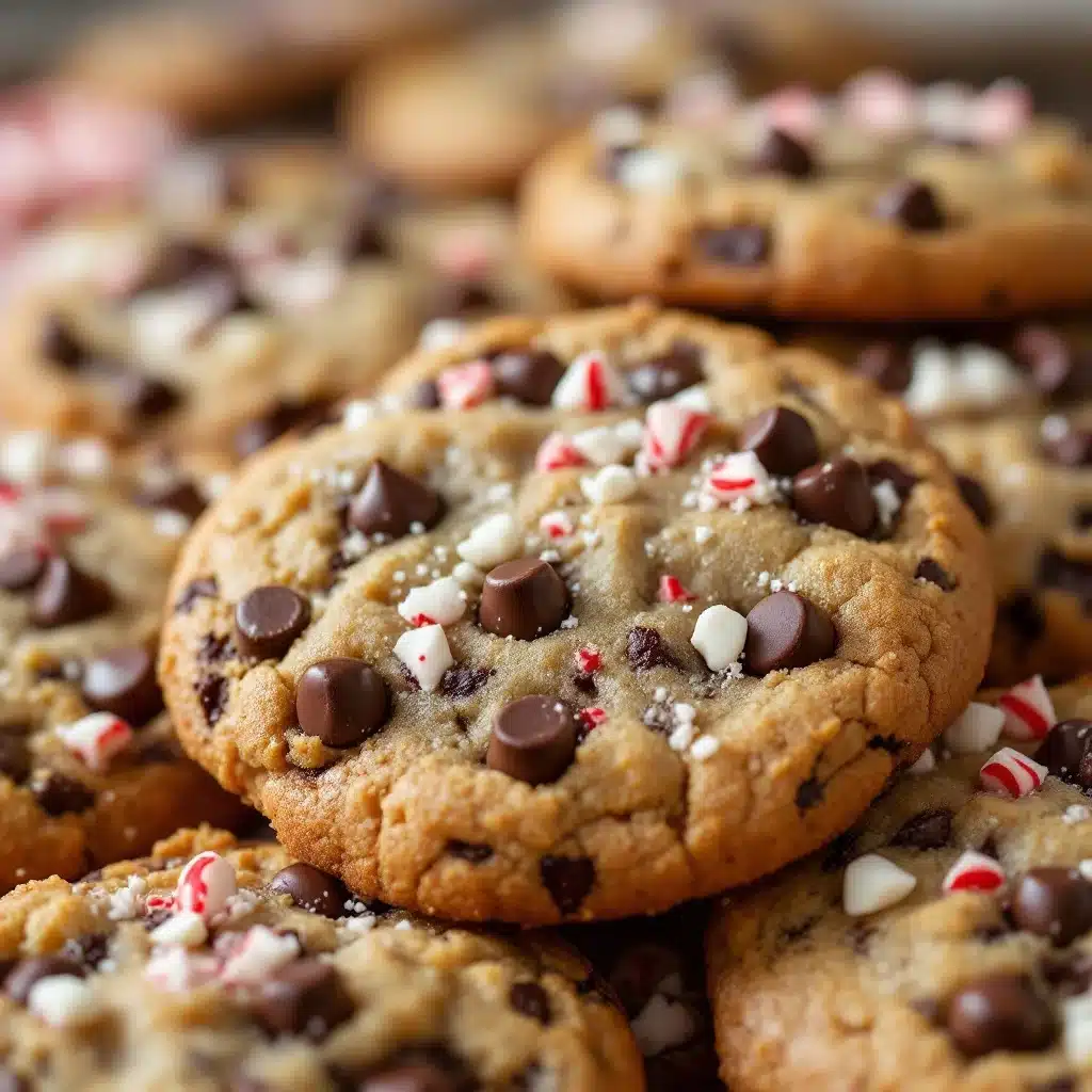 peppermint bark chocolate chip cookies - featured image