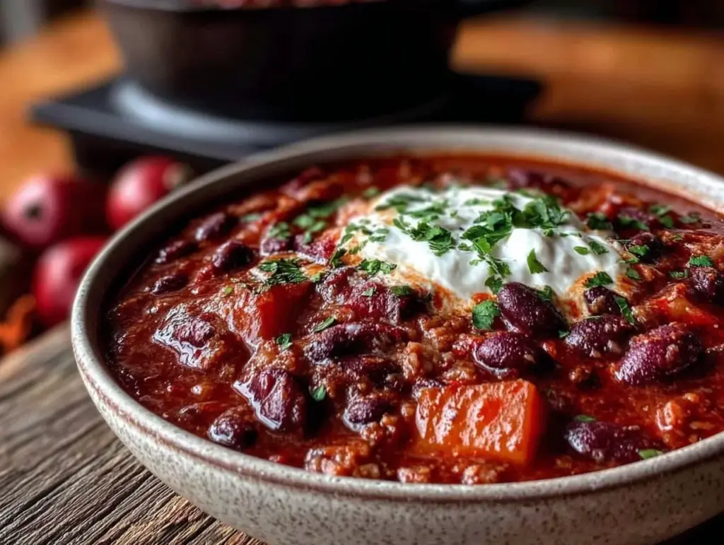 pumpkin black bean chili - featured image