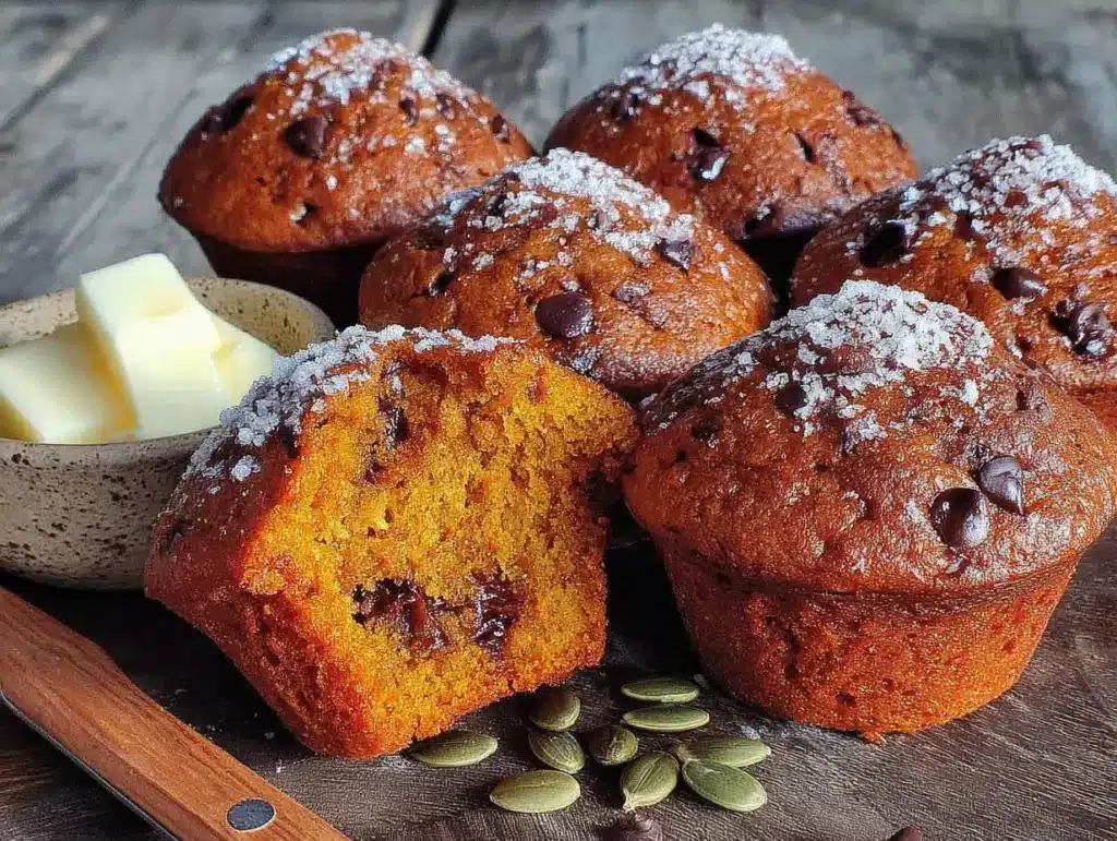 pumpkin chocolate chip muffins - featured image